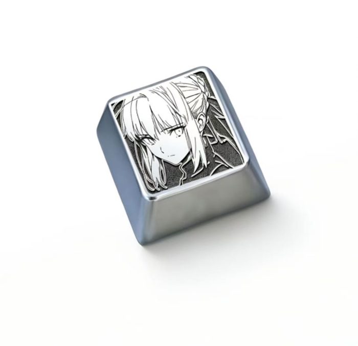 Laser Engraved Zinc Alloy Metal Keycap, Anime Character & Cute Cat Sketch Pattern Cherry Profile Artisan Keycap Compatible With Cherry MX Gateron Kailh All MX Mechanical Keyboard Switches - Image 13