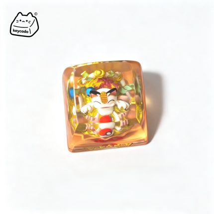 Transparent Resin Artisan Keycap, Meowth Pokemon Mini Diorama Handmade Keycap Compatible with All MX Mechanical Keyboard Switches