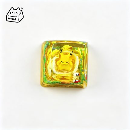 Transparent Resin Artisan Keycap, Pikachu Pokemon Mini Diorama Handmade Keycap Compatible with All MX Mechanical Keyboard Switches