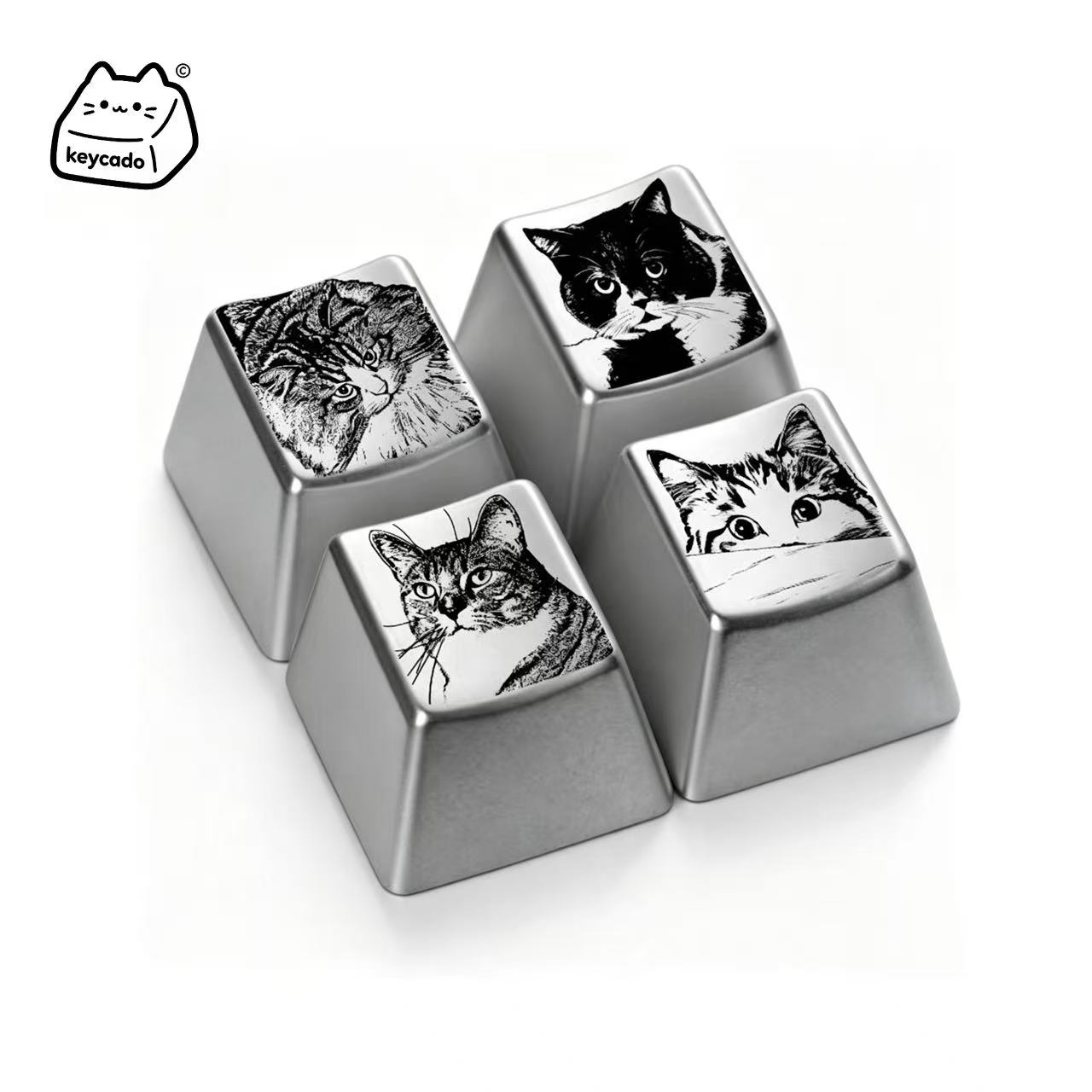 Laser Engraved Zinc Alloy Metal Keycap, Lovely Pet Cat Pattern Cherry Profile Key Cap Compatible With Cherry MX Gateron Kailh All MX Mechanical Keyboard Switches - Image 2