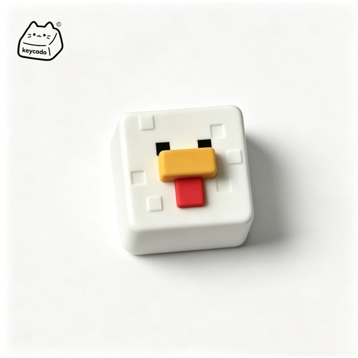3D Sculpted Chicken Artisan Keycap, Minecraft Cute Farm Mob Handmade Animal Figure Keycap Compatible With Cherry MX Gateron Kailh All MX Mechanical Keyboard Switches