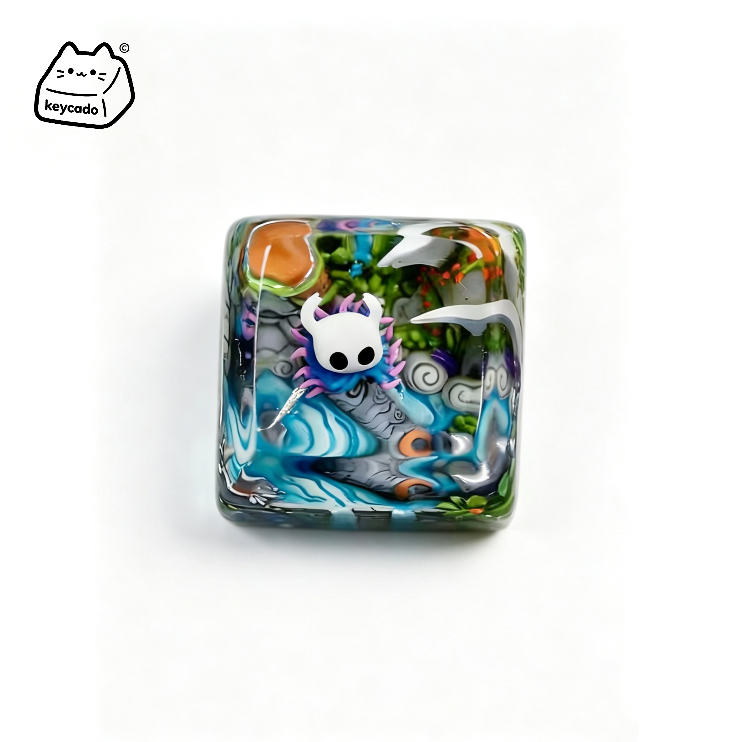 Transparent Resin Artisan Keycap, The Knight Hollow Knight Mini Diorama Handmade Keycap Compatible with All MX Mechanical Keyboard Switches - Image 2