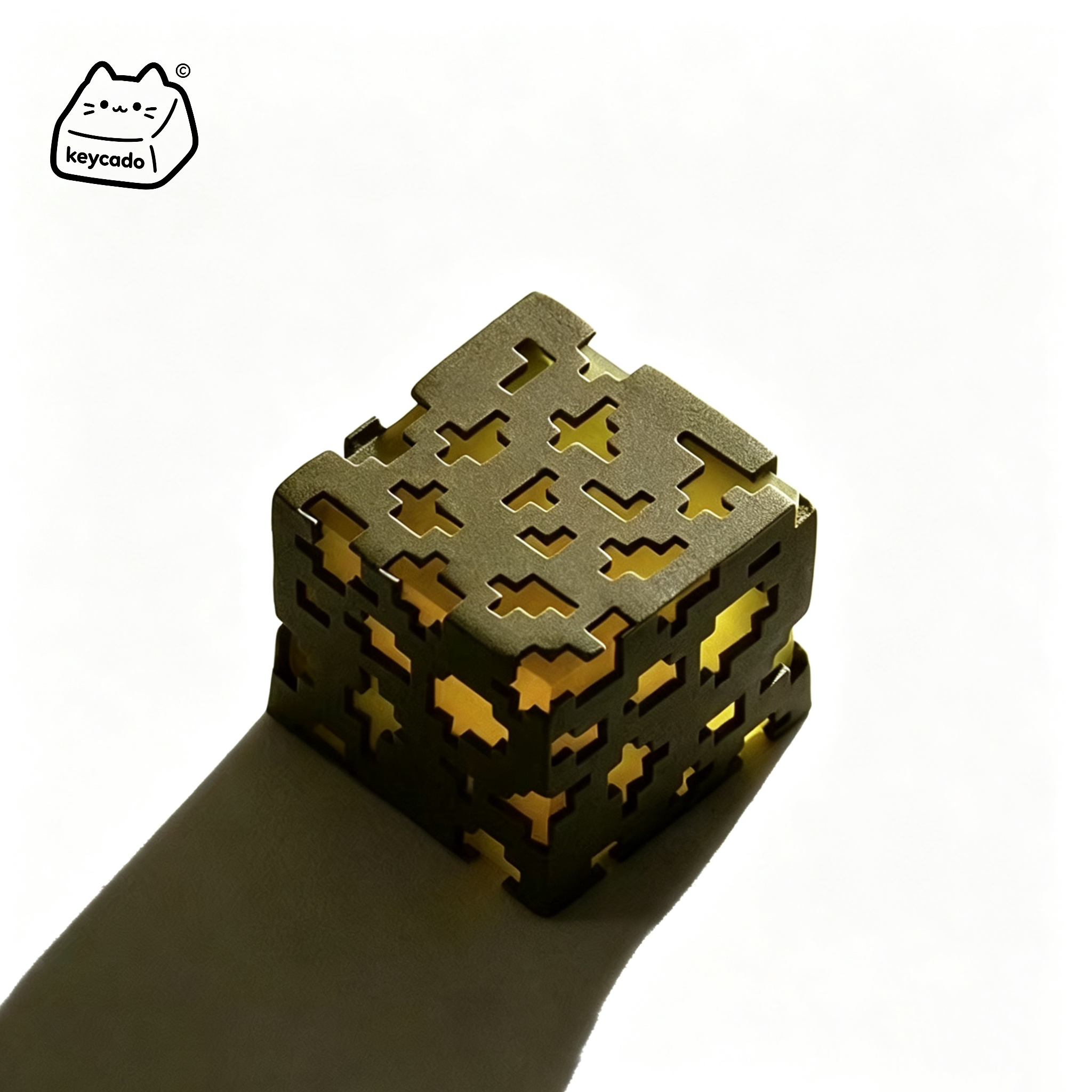3D Sculpted Glowstone Ore Artisan Keycap, Minecraft Nether Luminous Block Handmade Keycap Compatible With All MX Mechanical Keyboard Switches - Image 1