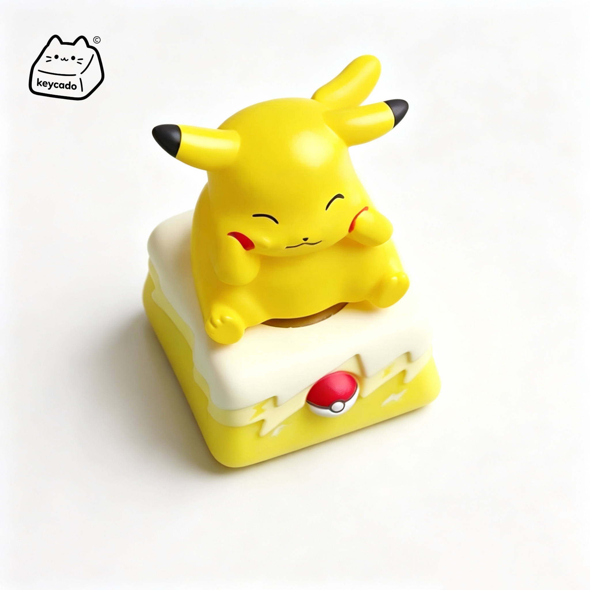 Rotatable 3D Sculpted Artisan Keycap, Pikachu Pokemon Handmade Figure Keycap Compatible with All MX Mechanical Keyboard Switches - Image 2