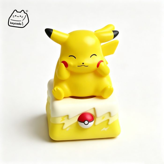 Rotatable 3D Sculpted Artisan Keycap, Pikachu Pokemon Handmade Figure Keycap Compatible with All MX Mechanical Keyboard Switches - Image 1