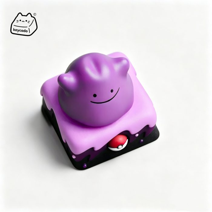 Rotatable 3D Sculpted Artisan Keycap, Ditto Pokemon Handmade Figure Keycap Compatible with All MX Mechanical Keyboard Switches - Image 2