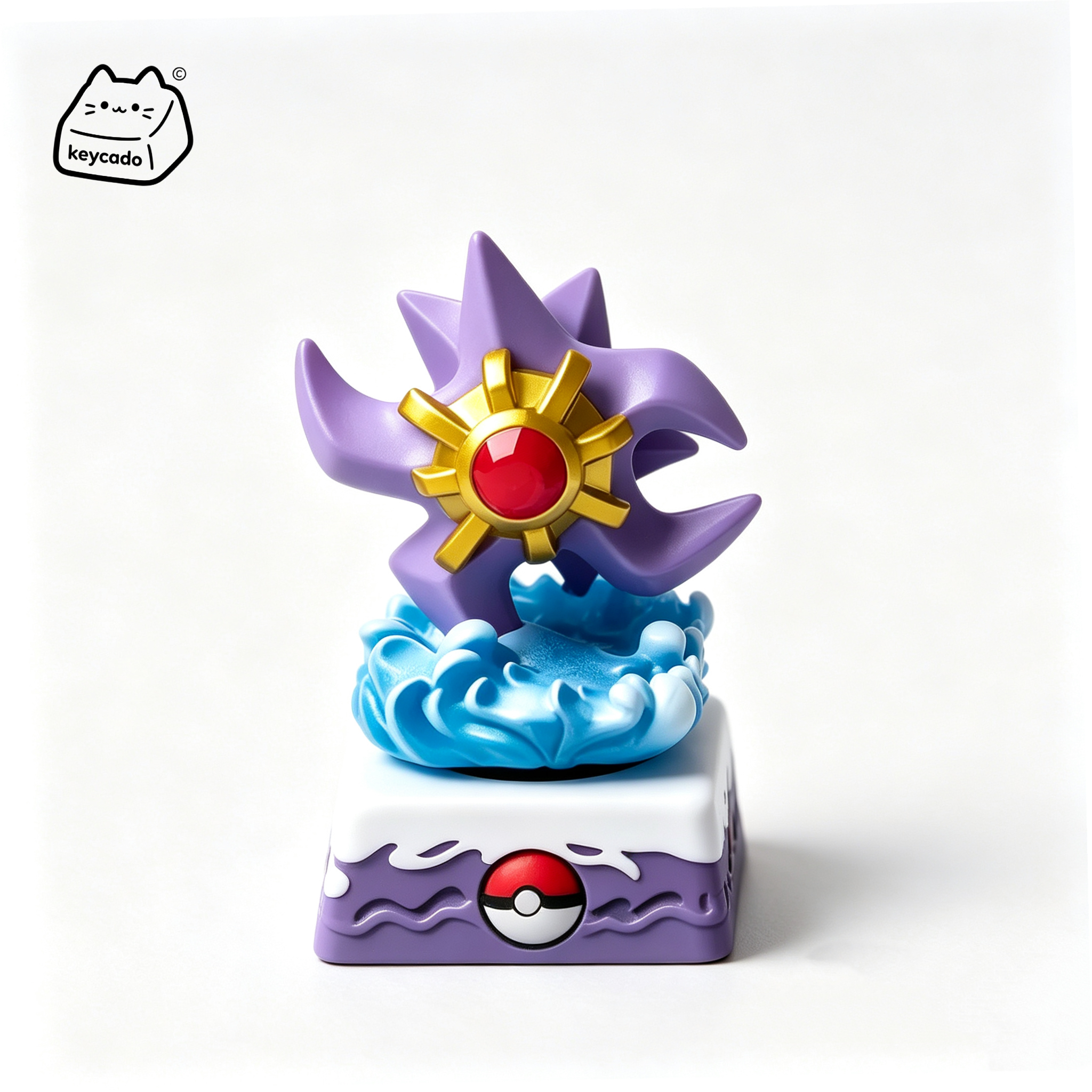 Rotatable 3D Sculpted Artisan Keycap, Starmie Pokemon Handmade Figure Keycap Compatible with All MX Mechanical Keyboard Switches - Image 1