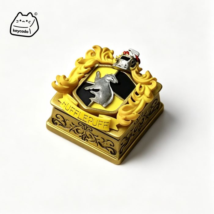 3D Sculpted Artisan Keycap, Hufflepuff Hogwarts Harry Potter House Crest Handmade Figure Keycap Compatible with All MX Mechanical Keyboard Switches