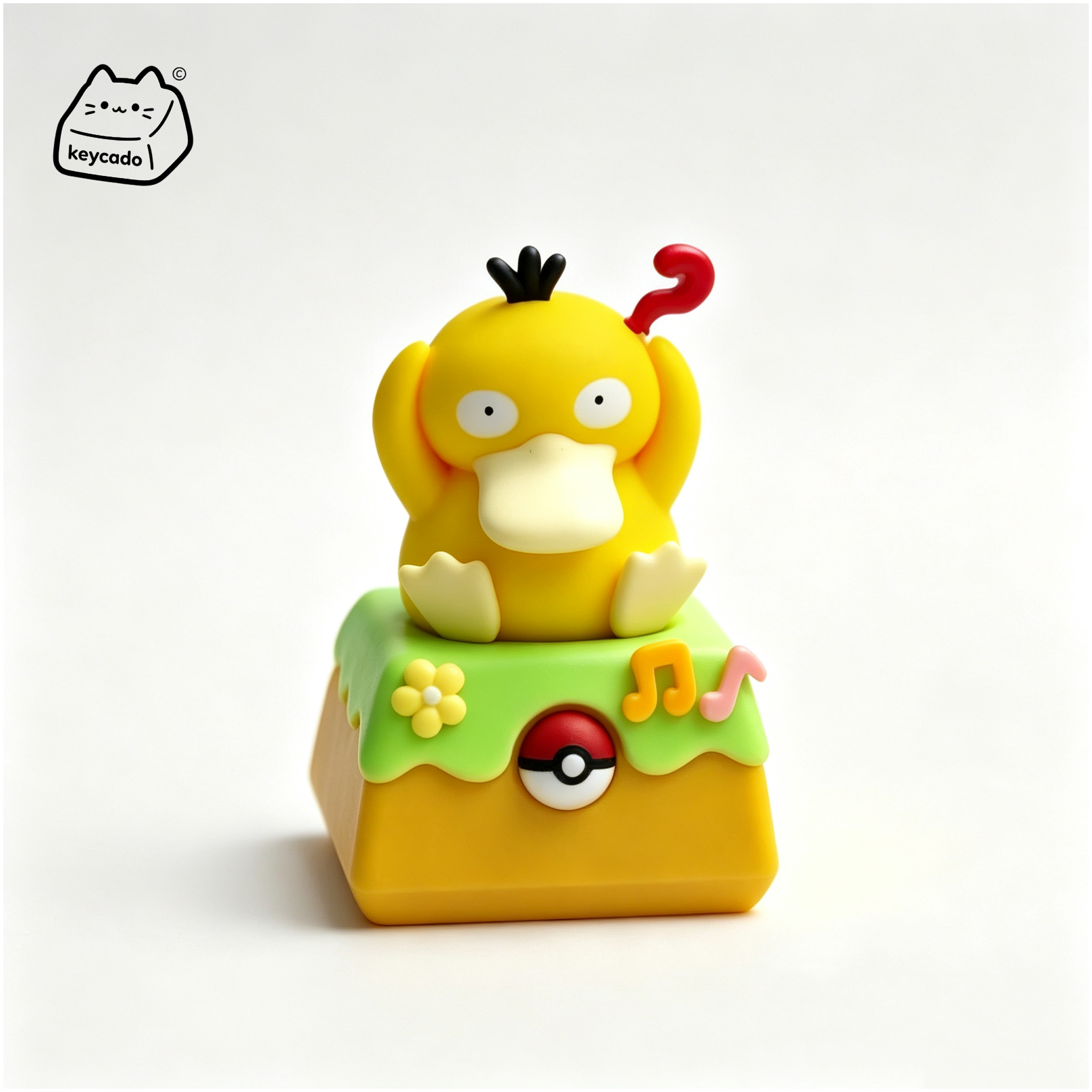 Rotatable 3D Sculpted Artisan Keycap, Psyduck Pokemon Handmade Figure Keycap Compatible with All MX Mechanical Keyboard Switches - Image 1