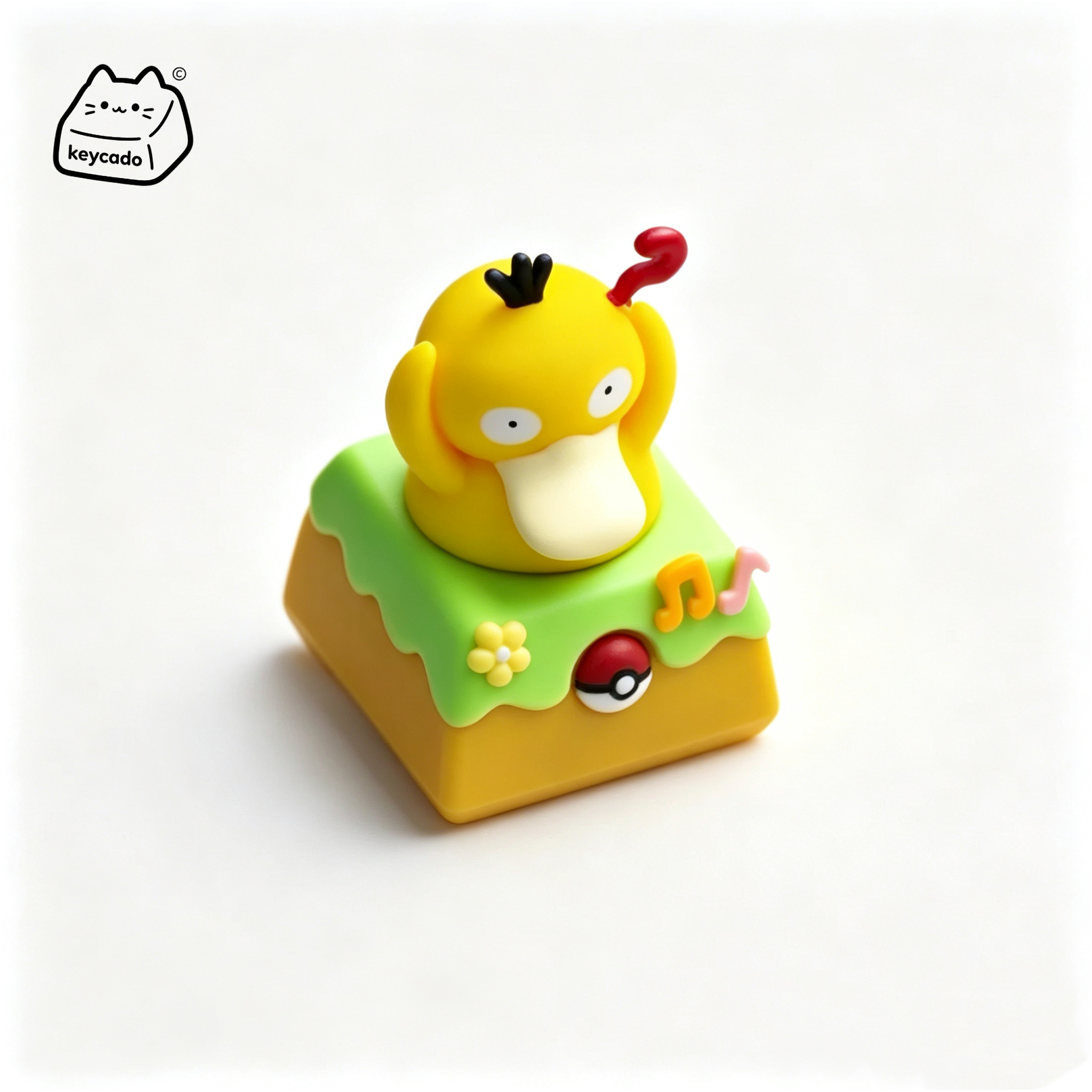 Rotatable 3D Sculpted Artisan Keycap, Psyduck Pokemon Handmade Figure Keycap Compatible with All MX Mechanical Keyboard Switches - Image 2