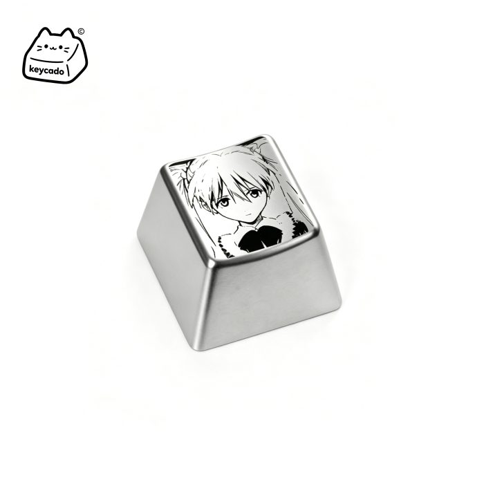 Laser Engraved Zinc Alloy Metal Keycap, Neon Genesis Evangelion Asuka Pattern Cherry Profile Key Cap Compatible With Cherry MX Gateron Kailh All MX Mechanical Keyboard Switches - Image 1