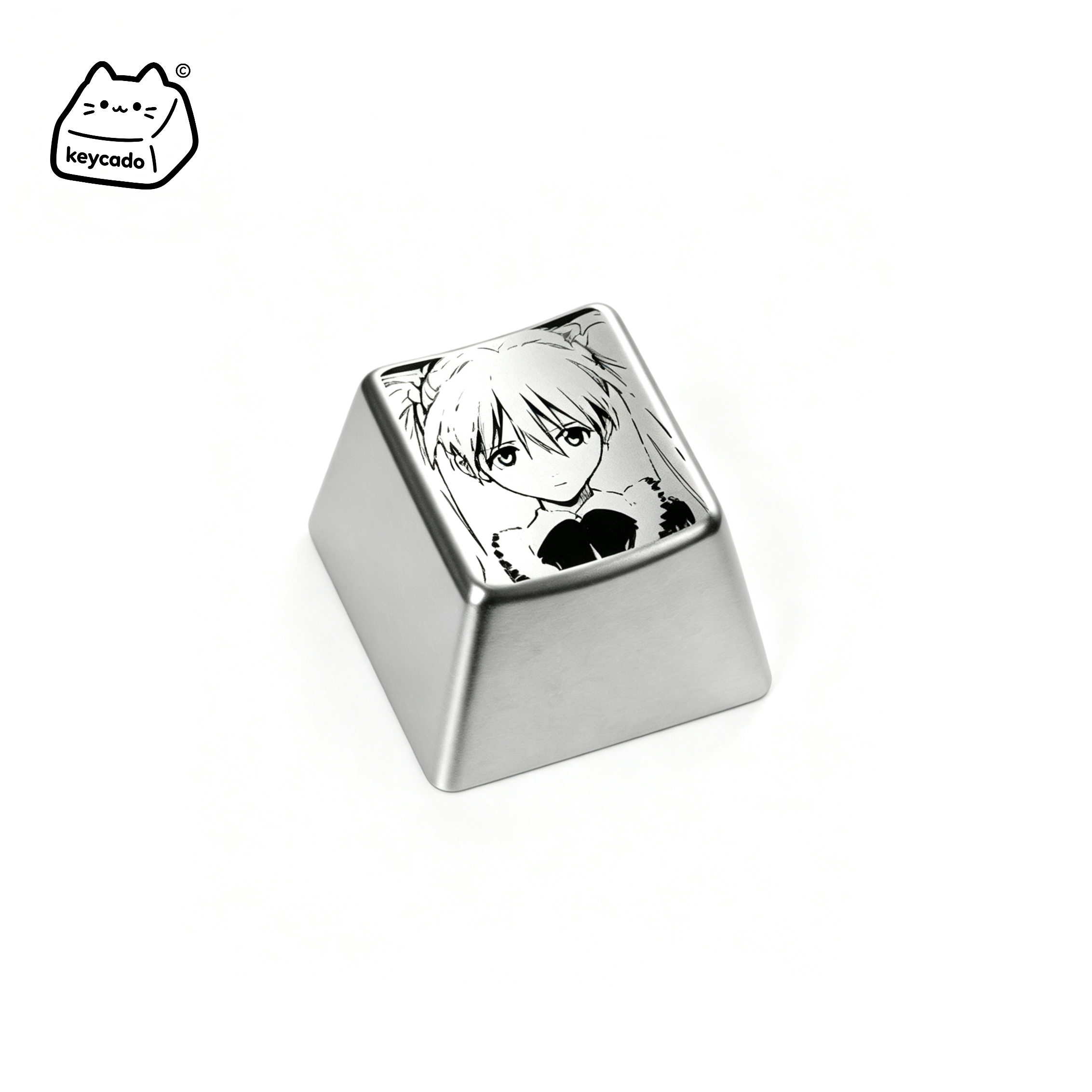 Laser Engraved Zinc Alloy Metal Keycap, Neon Genesis Evangelion Asuka Pattern Cherry Profile Key Cap Compatible With Cherry MX Gateron Kailh All MX Mechanical Keyboard Switches - Image 1