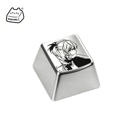 Laser Engraved Zinc Alloy Metal Keycap, Neon Genesis Evangelion Asuka Pattern Cherry Profile Key Cap Compatible With Cherry MX Gateron Kailh All MX Mechanical Keyboard Switches
