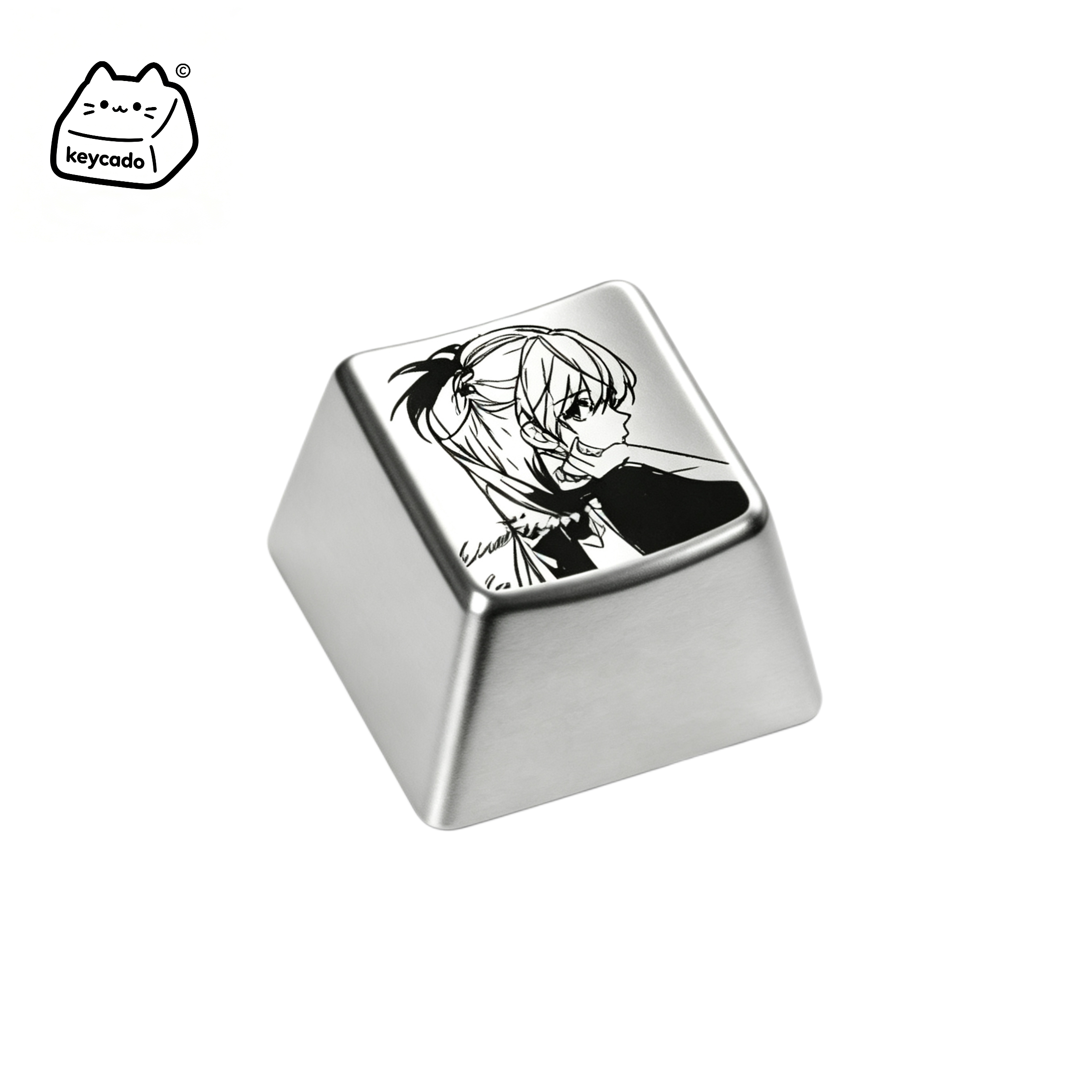 Laser Engraved Zinc Alloy Metal Keycap, Neon Genesis Evangelion Asuka Pattern Cherry Profile Key Cap Compatible With Cherry MX Gateron Kailh All MX Mechanical Keyboard Switches - Image 1