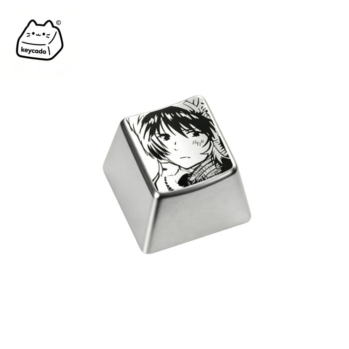 Laser Engraved Zinc Alloy Metal Keycap, Neon Genesis Evangelion Asuka Pattern Cherry Profile Key Cap Compatible With Cherry MX Gateron Kailh All MX Mechanical Keyboard Switches - Image 1