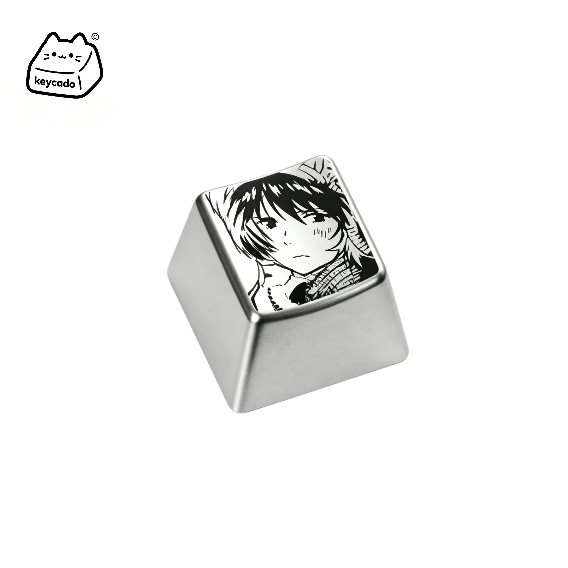 Laser Engraved Zinc Alloy Metal Keycap, Neon Genesis Evangelion Asuka Pattern Cherry Profile Key Cap Compatible With Cherry MX Gateron Kailh All MX Mechanical Keyboard Switches - Image 1