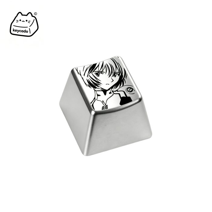 Laser Engraved Zinc Alloy Metal Keycap, Neon Genesis Evangelion Ayanami Rei Pattern Cherry Profile Key Cap Compatible With Cherry MX Gateron Kailh All MX Mechanical Keyboard Switches - Image 1