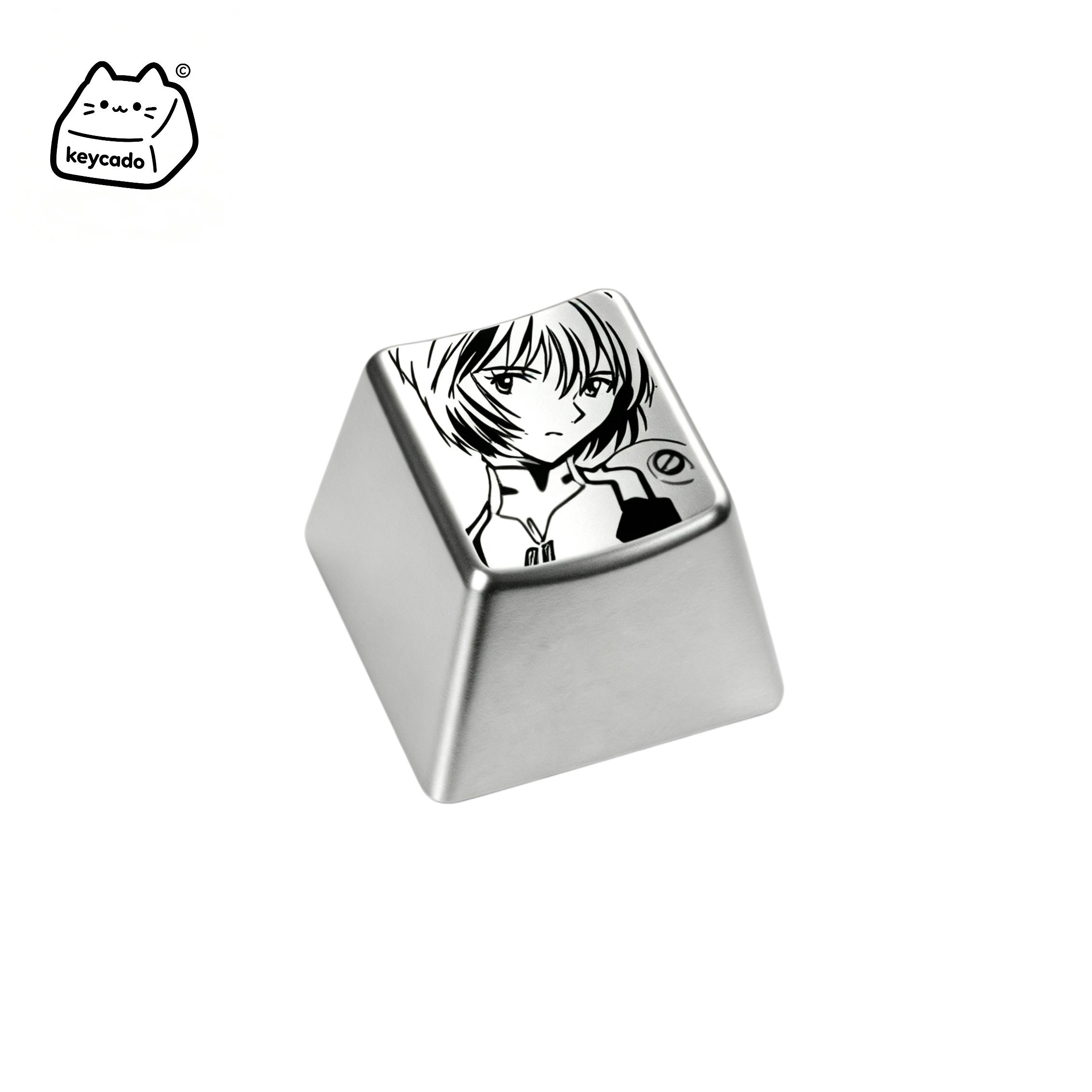 Laser Engraved Zinc Alloy Metal Keycap, Neon Genesis Evangelion Ayanami Rei Pattern Cherry Profile Key Cap Compatible With Cherry MX Gateron Kailh All MX Mechanical Keyboard Switches - Image 1