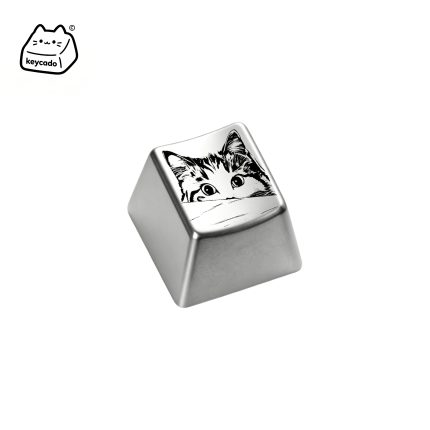 Laser Engraved Zinc Alloy Metal Keycap, Lovely Pet Cat Pattern Cherry Profile Key Cap Compatible With Cherry MX Gateron Kailh All MX Mechanical Keyboard Switches