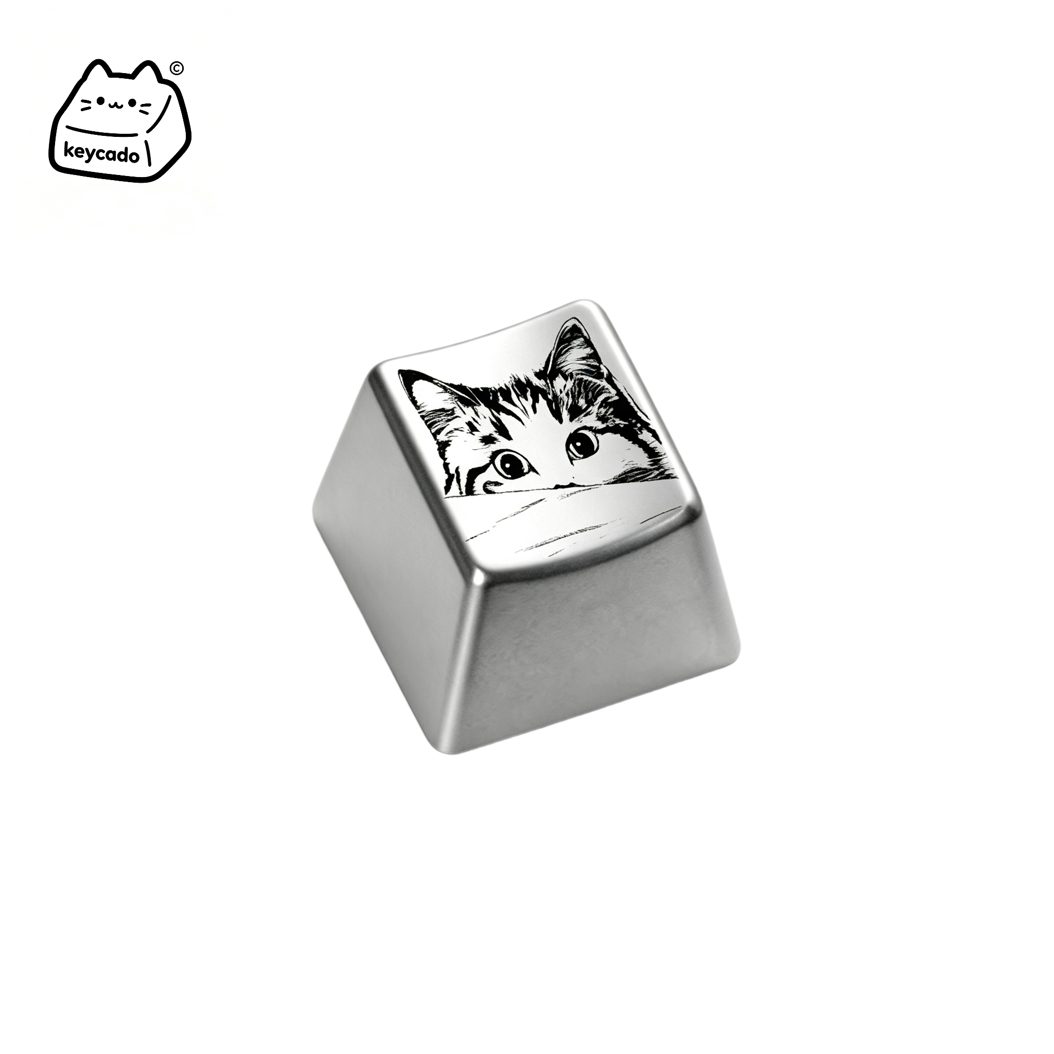 Laser Engraved Zinc Alloy Metal Keycap, Lovely Pet Cat Pattern Cherry Profile Key Cap Compatible With Cherry MX Gateron Kailh All MX Mechanical Keyboard Switches - Image 1