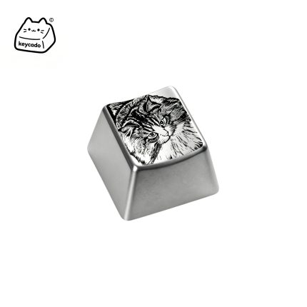 Laser Engraved Zinc Alloy Metal Keycap, Lovely Pet Cat Pattern Cherry Profile Key Cap Compatible With Cherry MX Gateron Kailh All MX Mechanical Keyboard Switches