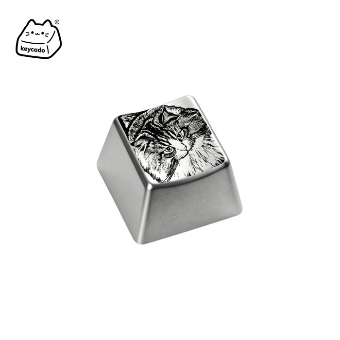 Laser Engraved Zinc Alloy Metal Keycap, Lovely Pet Cat Pattern Cherry Profile Key Cap Compatible With Cherry MX Gateron Kailh All MX Mechanical Keyboard Switches - Image 1