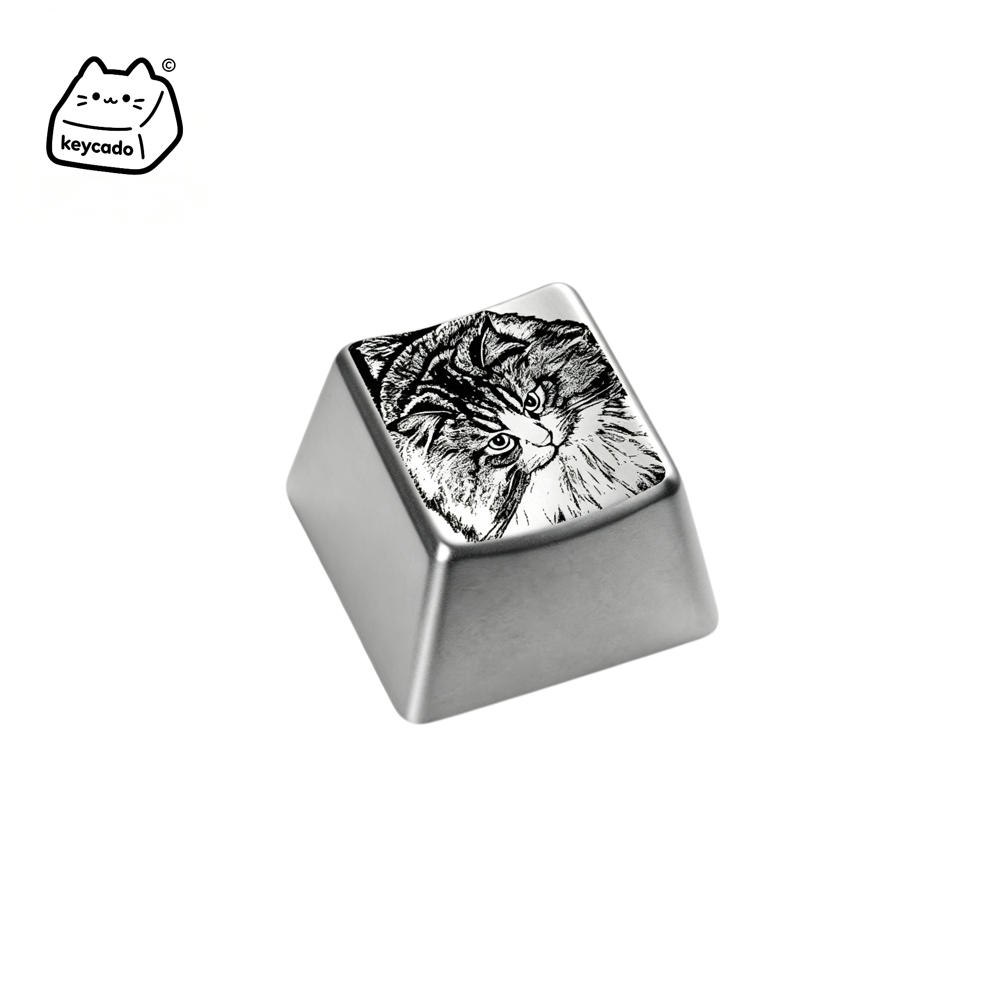 Laser Engraved Zinc Alloy Metal Keycap, Lovely Pet Cat Pattern Cherry Profile Key Cap Compatible With Cherry MX Gateron Kailh All MX Mechanical Keyboard Switches - Image 1