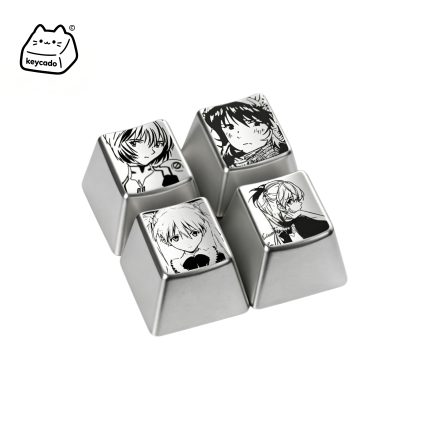 Laser Engraved Zinc Alloy Metal Keycap, Neon Genesis Evangelion Asuka Pattern Cherry Profile Key Cap Compatible With Cherry MX Gateron Kailh All MX Mechanical Keyboard Switches