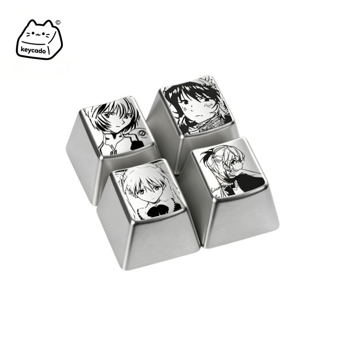 Laser Engraved Zinc Alloy Metal Keycap, Neon Genesis Evangelion Asuka Pattern Cherry Profile Key Cap Compatible With Cherry MX Gateron Kailh All MX Mechanical Keyboard Switches - Image 2