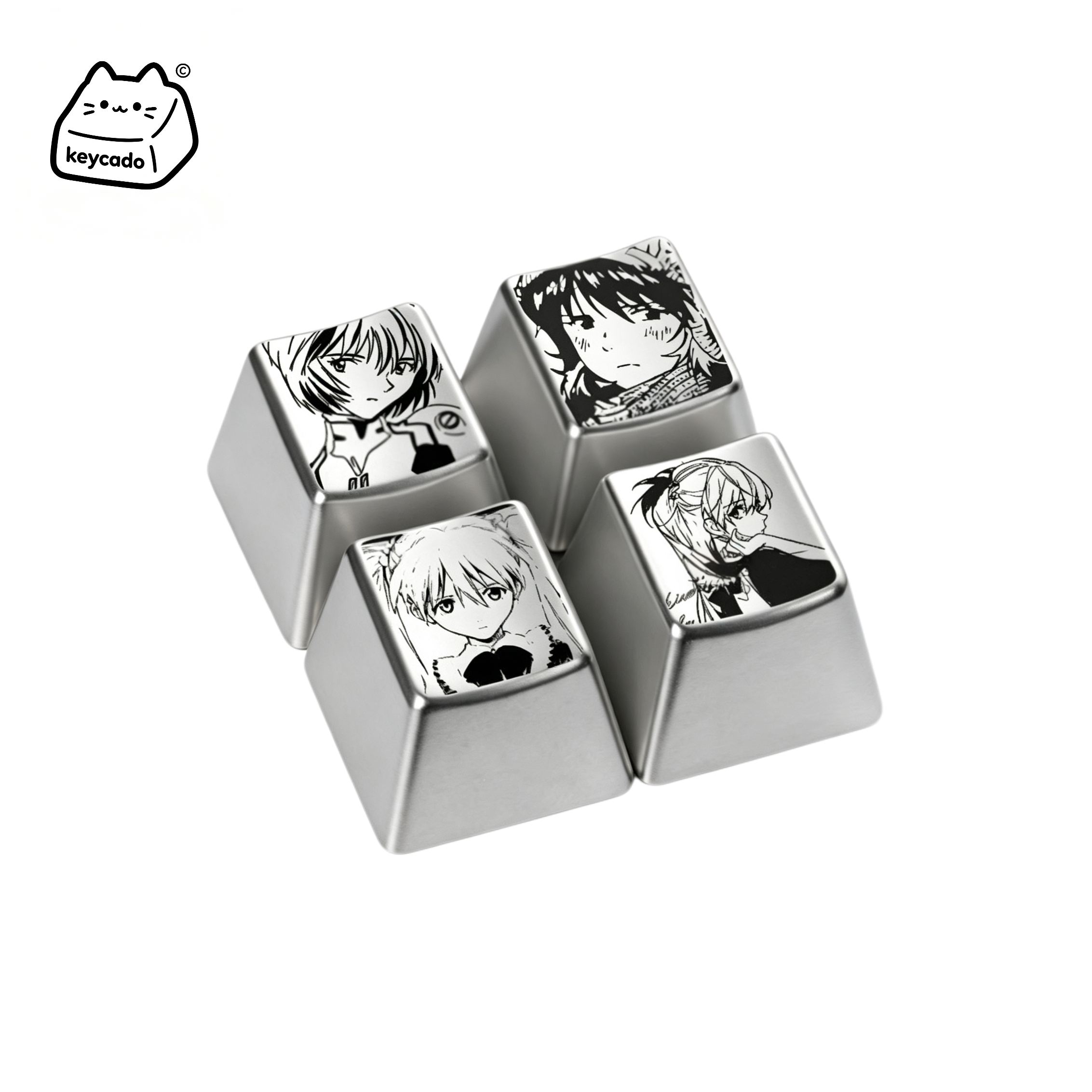 Laser Engraved Zinc Alloy Metal Keycap, Neon Genesis Evangelion Asuka Pattern Cherry Profile Key Cap Compatible With Cherry MX Gateron Kailh All MX Mechanical Keyboard Switches - Image 2