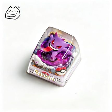Transparent Resin Artisan Keycap, Gengar Pokemon Mini Diorama Handmade Keycap Compatible with All MX Mechanical Keyboard Switches