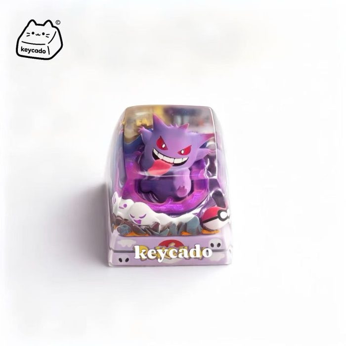 Transparent Resin Artisan Keycap, Gengar Pokemon Mini Diorama Handmade Keycap Compatible with All MX Mechanical Keyboard Switches