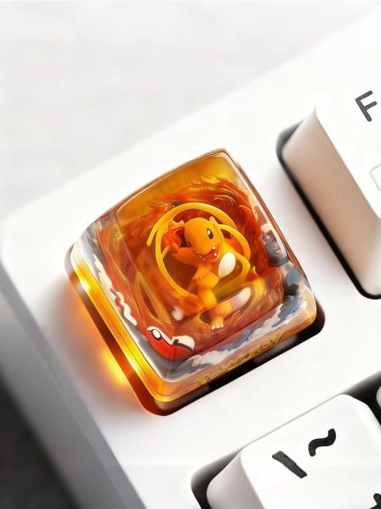 Transparent Resin Artisan Keycap, Charizard Pokemon Mini Diorama Handmade Keycap Compatible with All MX Mechanical Keyboard Switches