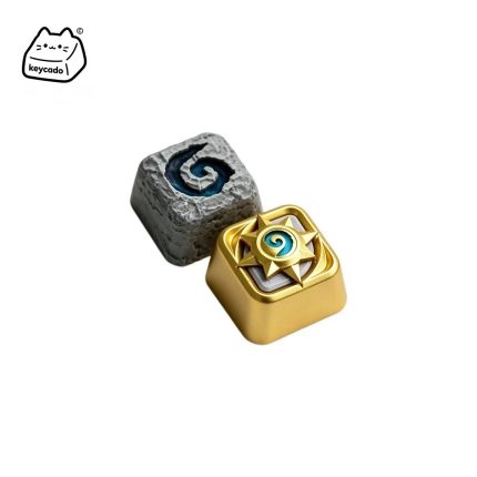 Hearthstone Spiral Logo Series Artisan Keycaps, Golden Metal & Rough Stone Texture Game Custom Keycap Cherry Profile For Mechanical Keyboard