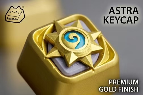 Hearthstone Spiral Logo Series Artisan Keycaps, Golden Metal & Rough Stone Texture Game Custom Keycap Cherry Profile For Mechanical Keyboard - Image 8