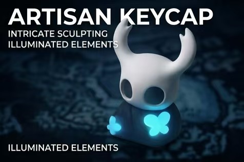3D Sculpted Hollow Knight Artisan Keycap, Handmade Game Character Resin Keycap Compatible With Cherry MX Gateron Kailh All MX Mechanical Keyboard Switches - Image 4