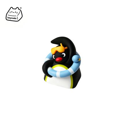 3D Sculpted Artisan Keycap, Swimming Pingu Handmade Figure Keycap Compatible with All MX Mechanical Keyboard Switches