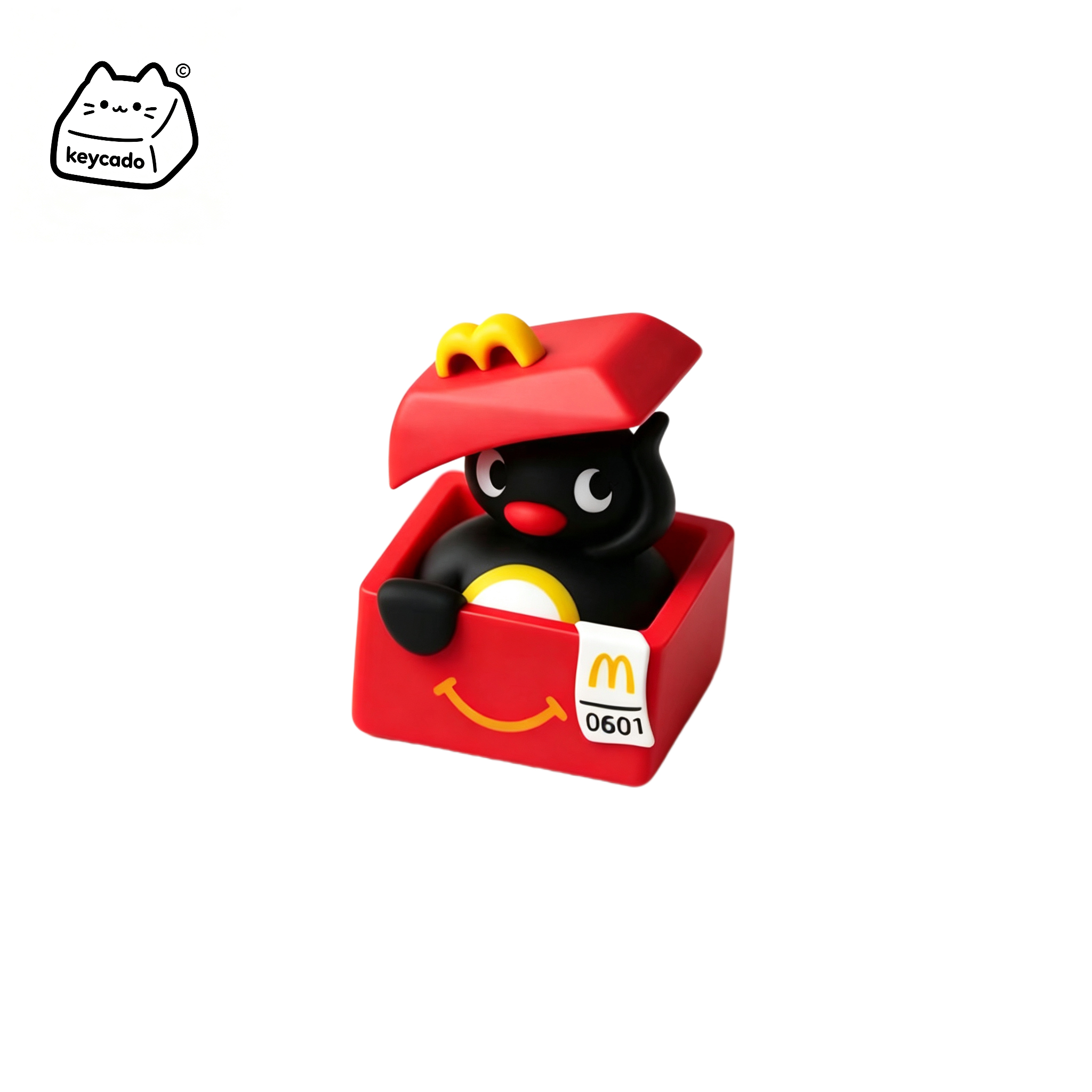 3D Sculpted Artisan Keycap, Pingu With Bento Lunch Box Handmade Figure Keycap Compatible with All MX Mechanical Keyboard Switches - Image 1