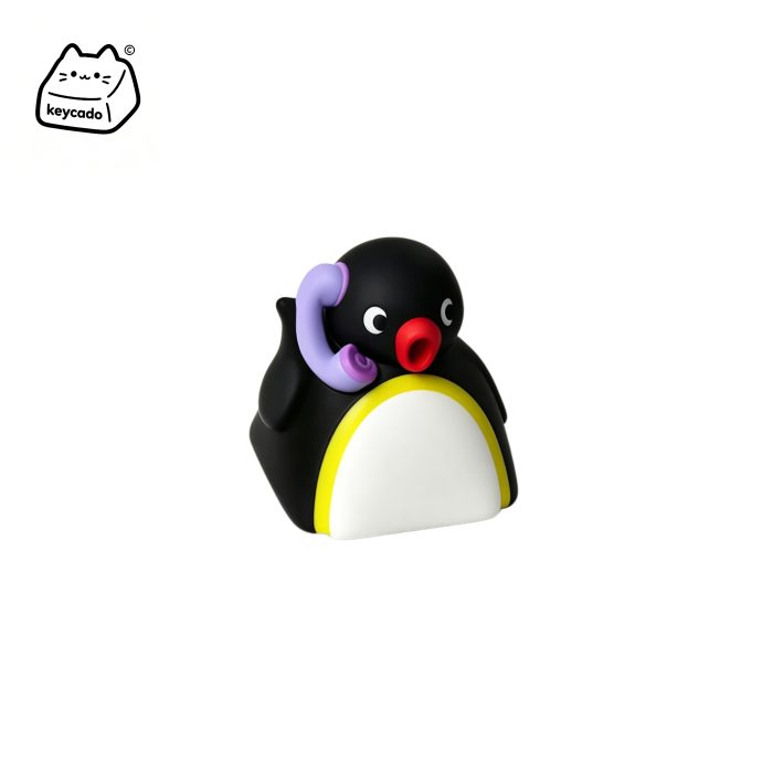 3D Sculpted Artisan Keycap, Pingu On Phone Handmade Figure Keycap Compatible with All MX Mechanical Keyboard Switches