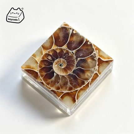 Natural Ammonite Fossil Artisan Keycap, Ancient Sea Creature Stone Handmade Unique Keycap Compatible With Cherry MX Gateron Kailh All MX Mechanical Keyboard Switches
