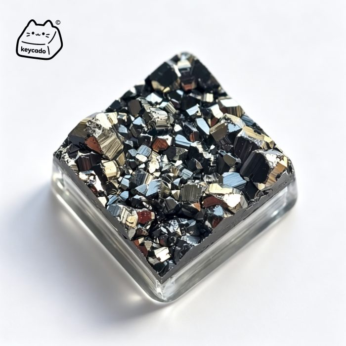 Natural Pyrite Artisan Keycap, Shiny Golden Fool's Gold Mineral Handmade Unique Stone Keycap Compatible With Cherry MX Gateron Kailh All MX Mechanical Keyboard Switches