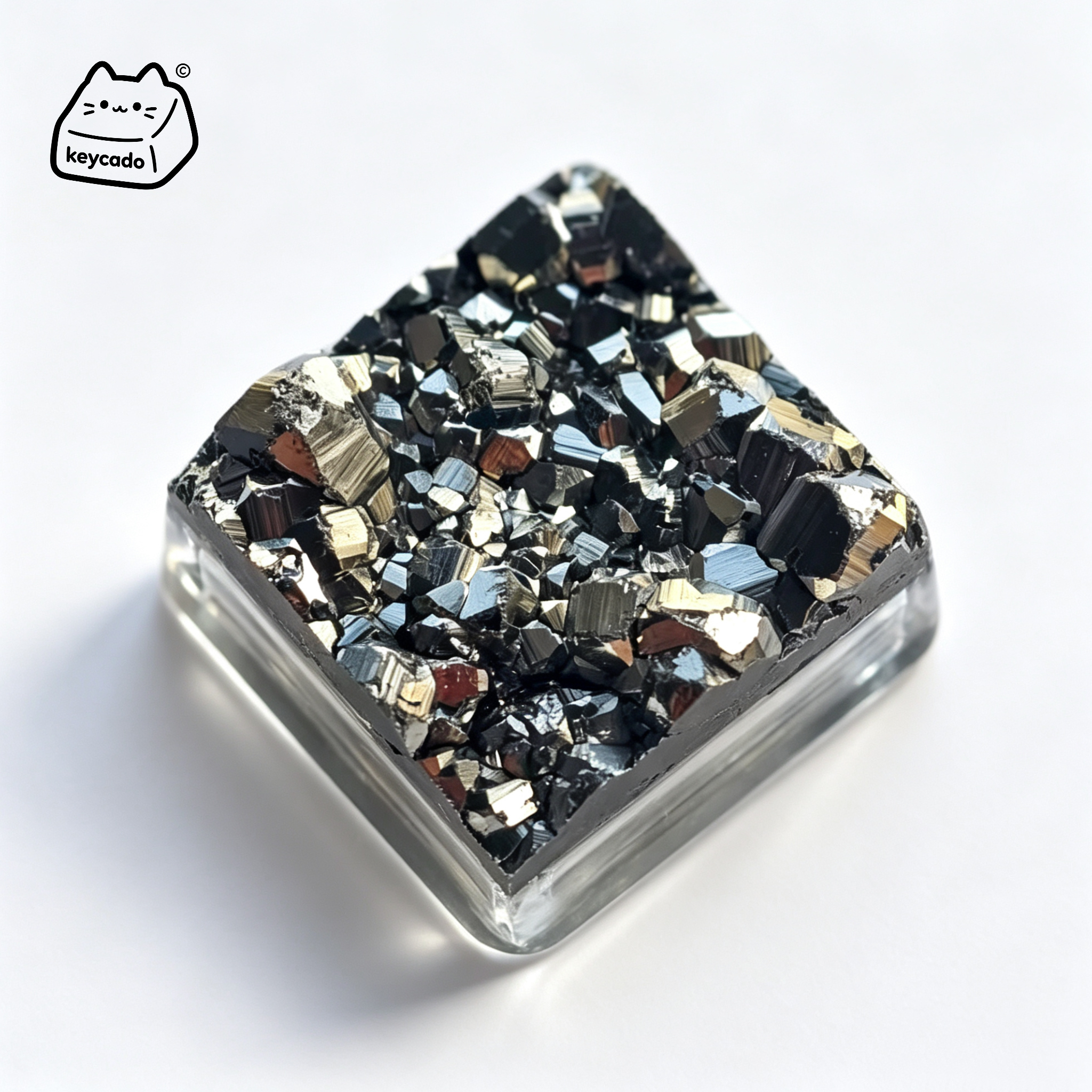 Natural Pyrite Artisan Keycap, Shiny Golden Fool's Gold Mineral Handmade Unique Stone Keycap Compatible With Cherry MX Gateron Kailh All MX Mechanical Keyboard Switches - Image 1