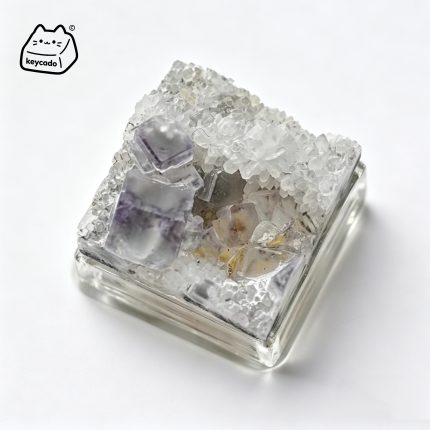 Sugar Fluorite Natural Mineral Artisan Keycap, Sparkly Candy Crystal Handmade Unique Stone Keycap Compatible With Cherry MX Gateron Kailh All MX Mechanical Keyboard Switches