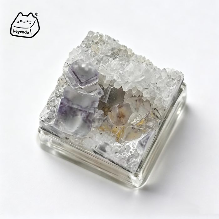 Sugar Fluorite Natural Mineral Artisan Keycap, Sparkly Candy Crystal Handmade Unique Stone Keycap Compatible With Cherry MX Gateron Kailh All MX Mechanical Keyboard Switches