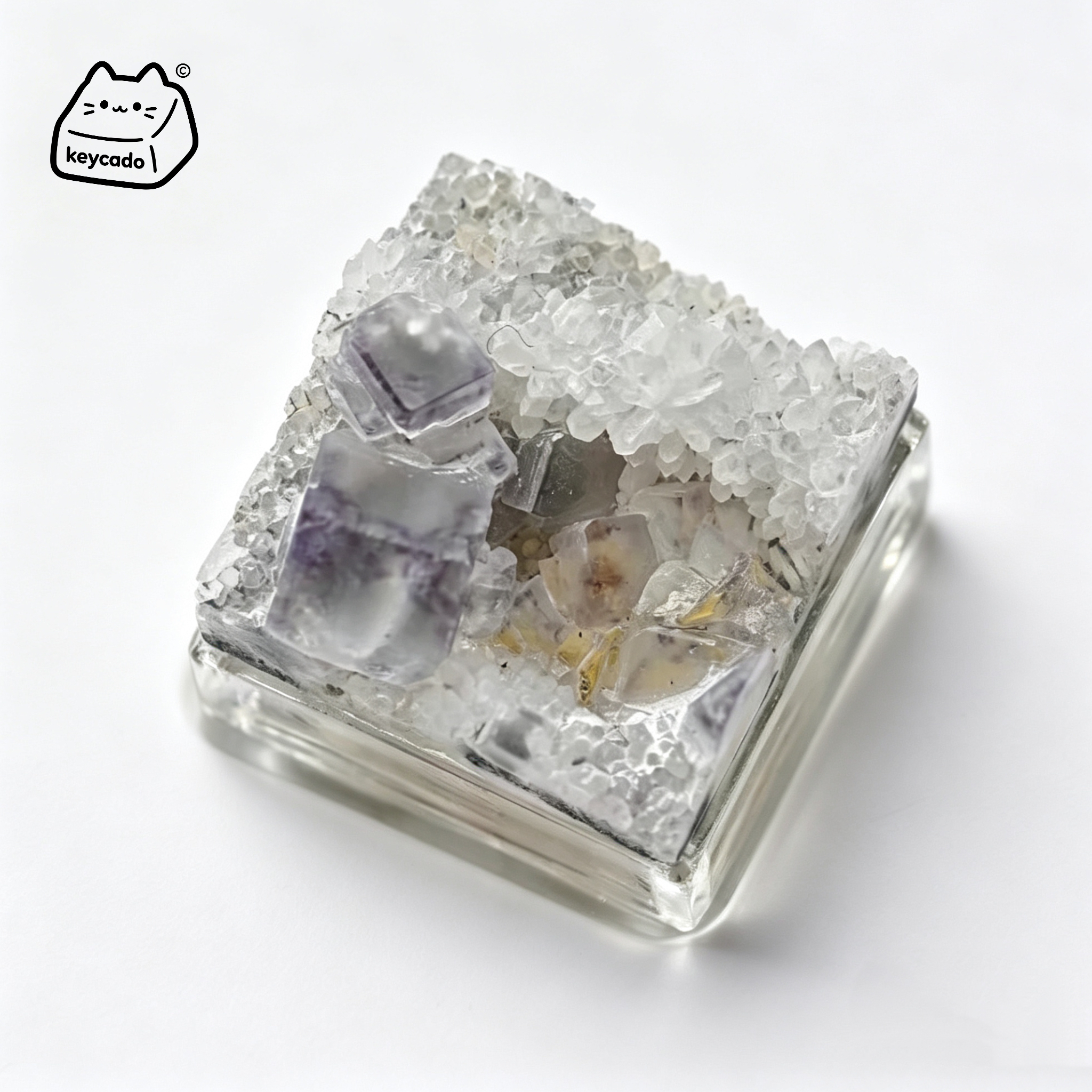 Sugar Fluorite Natural Mineral Artisan Keycap, Sparkly Candy Crystal Handmade Unique Stone Keycap Compatible With Cherry MX Gateron Kailh All MX Mechanical Keyboard Switches - Image 1