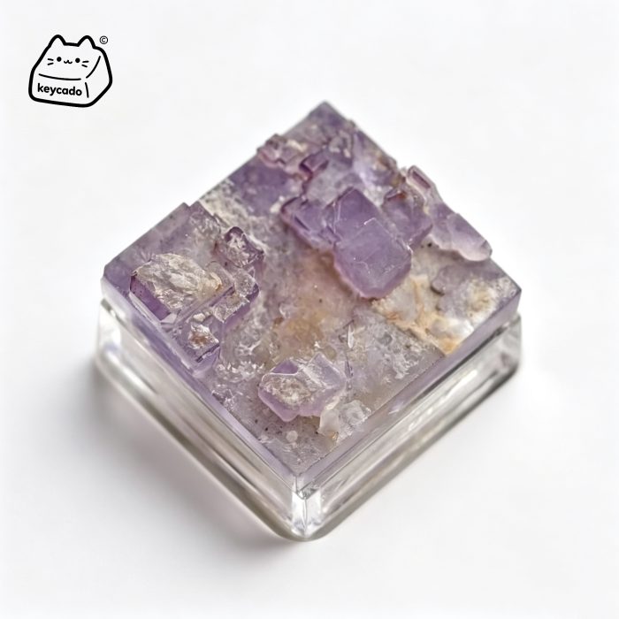 Matrix Fluorite Natural Mineral Artisan Keycap, Layered Crystal Specimen Handmade Unique Stone Keycap Compatible With Cherry MX Gateron Kailh All MX Mechanical Keyboard Switches