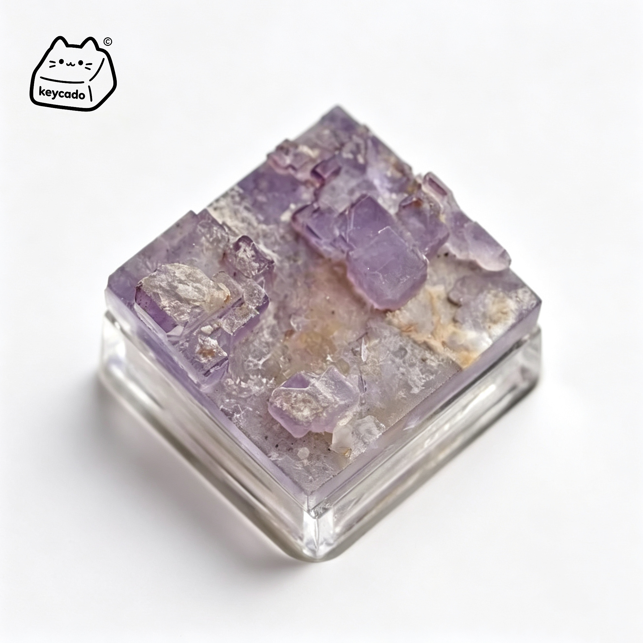 Matrix Fluorite Natural Mineral Artisan Keycap, Layered Crystal Specimen Handmade Unique Stone Keycap Compatible With Cherry MX Gateron Kailh All MX Mechanical Keyboard Switches - Image 1