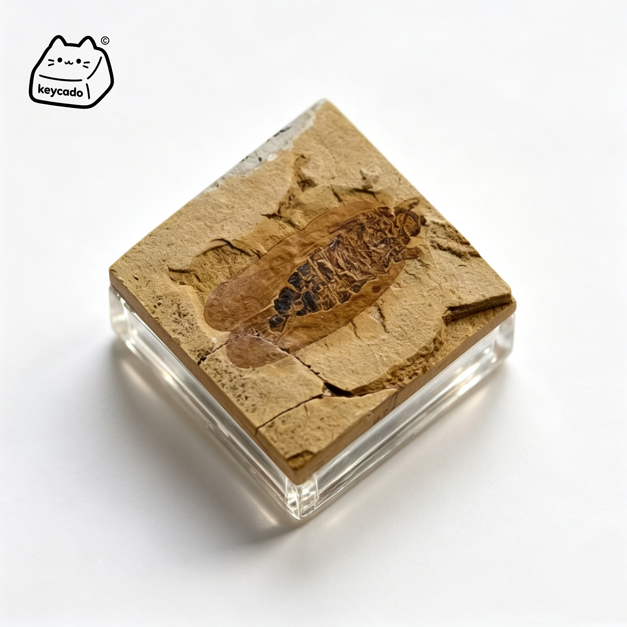 Natural Ancient Cicada Fossil Artisan Keycap, Rare Prehistoric Insect Stone Handmade Unique Mineral Keycap Compatible With Cherry MX Gateron Kailh All MX Mechanical Keyboard Switches - Image 1