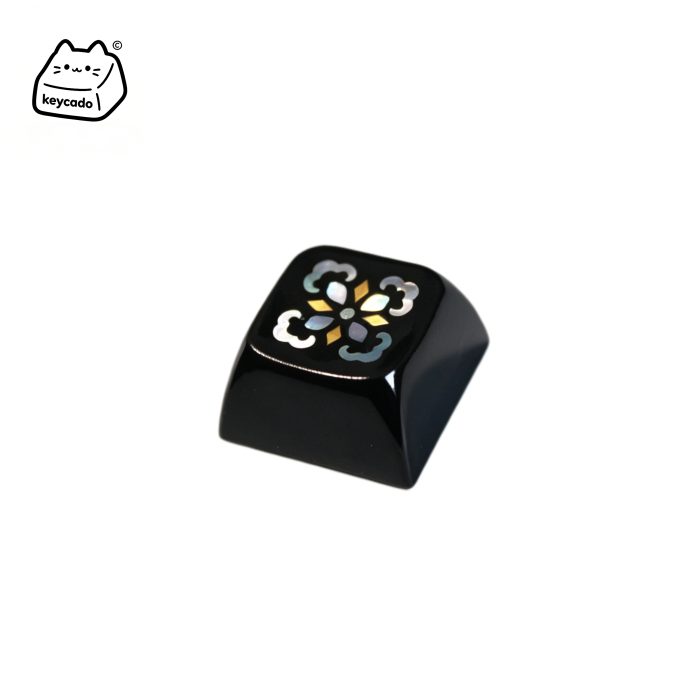 Mosaic Mother of Pearl Inlay Artisan Keycap, Traditional Chinese Round Floral Group Pattern XDA Profile Key Cap Compatible With Cherry MX Gateron Kailh All MX Mechanical Keyboard Switches