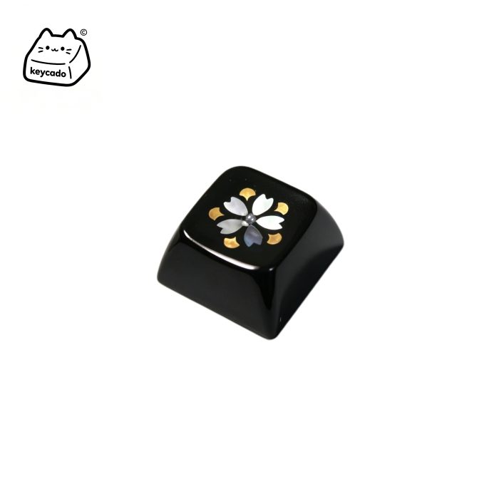 Mosaic Mother of Pearl Inlay Artisan Keycap, Traditional Oriental Cherry Blossom Floral Pattern XDA Profile Key Cap Compatible With Cherry MX Gateron Kailh All MX Mechanical Keyboard Switches